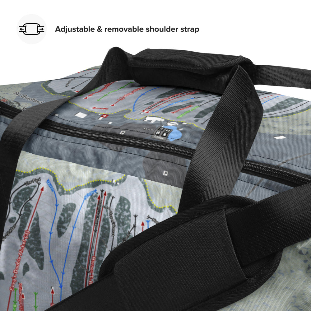 Ski Bradford, Massachusetts Ski Trail Map Duffle Bag - Powderaddicts