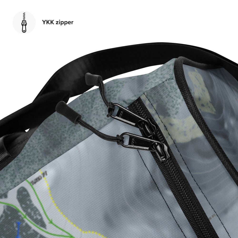 Pine Creek, Wyoming Ski Trail Map Duffle Bag - Powderaddicts