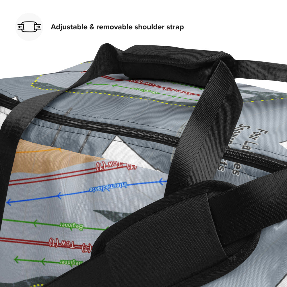 Four Lakes Snowsports, Illinois Ski Trail Map Duffle Bag - Powderaddicts