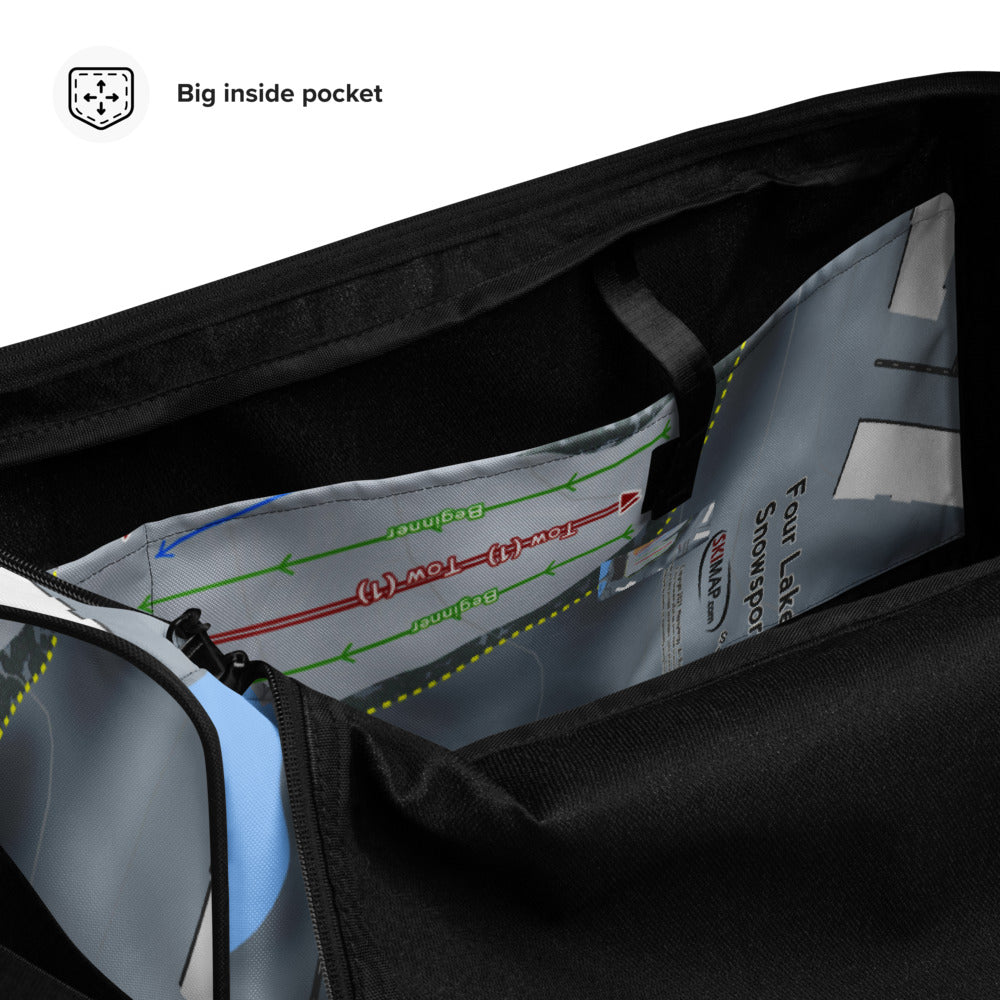 Four Lakes Snowsports, Illinois Ski Trail Map Duffle Bag - Powderaddicts