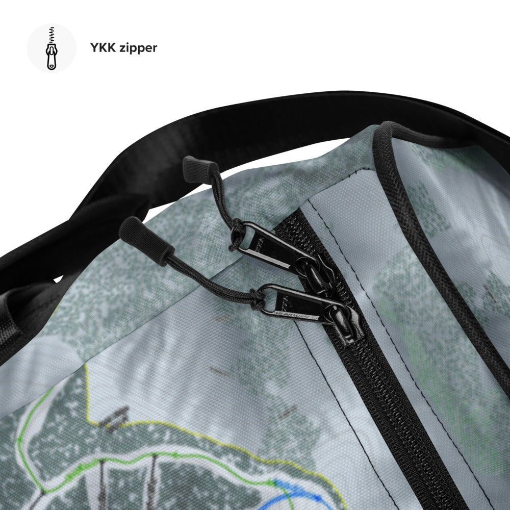Mt Baldy, California Ski Trail Map Duffle Bag - Powderaddicts