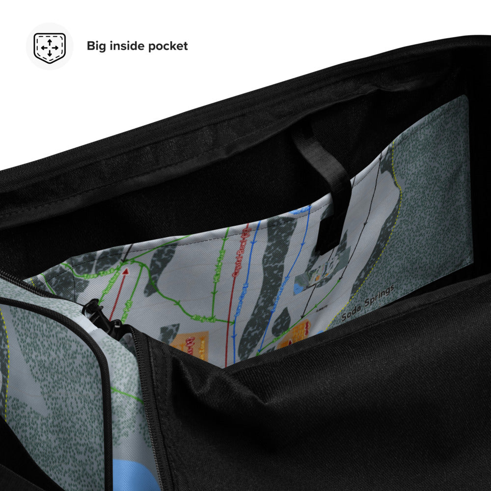 Soda Springs, California Ski Trail Map Duffle Bag - Powderaddicts