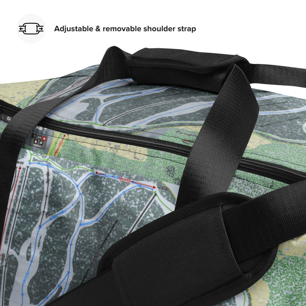 Porcupine Mountains, Michigan Ski Trail Map Duffle Bag - Powderaddicts