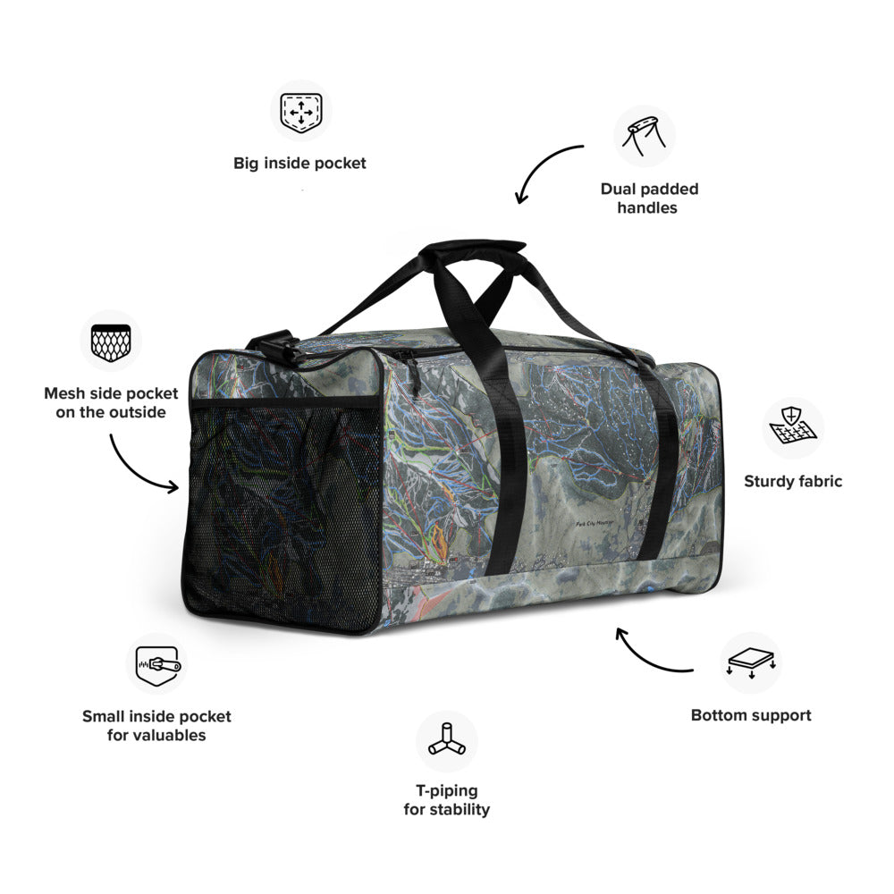 Park City, Utah Ski Trail Map Printed Duffle Bag - Powderaddicts