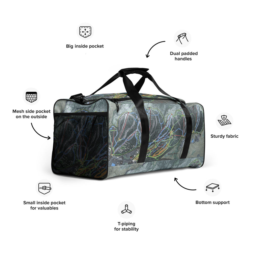 Sunday River, Maine Ski Trail Map Printed Duffle Bag - Powderaddicts