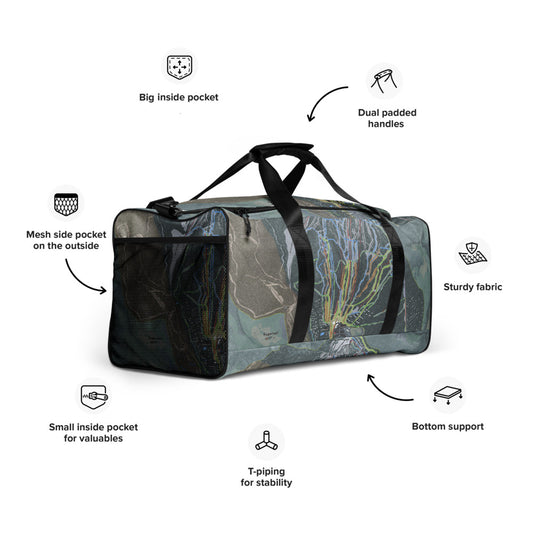 Sugarloaf, Maine Ski Trail Map Printed Duffle Bag - Powderaddicts