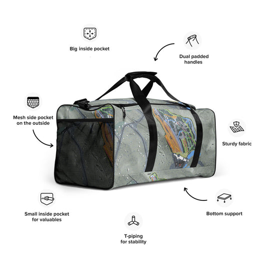 Bear Creek, Pennsylvania Ski Trail Map Duffle Bag - Powderaddicts