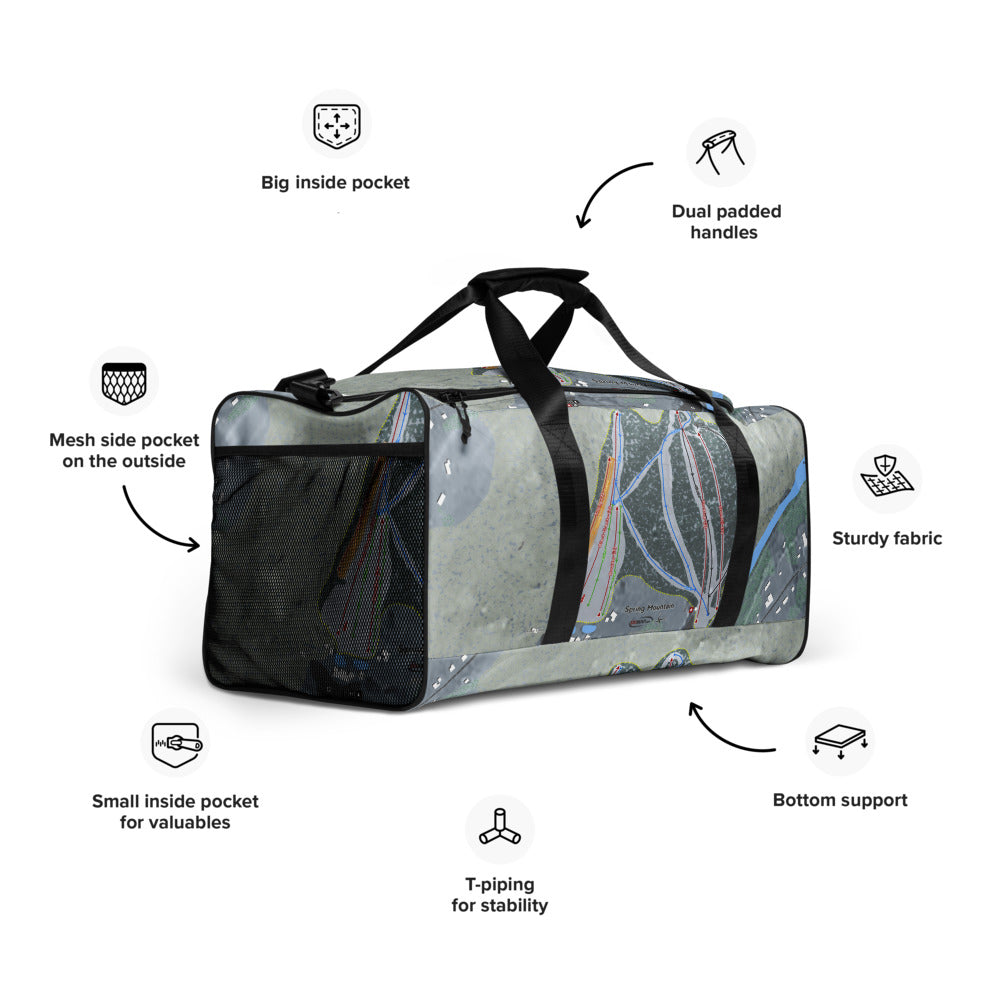 Spring Mountain, Pennsylvania Ski Trail Map Duffle Bag - Powderaddicts