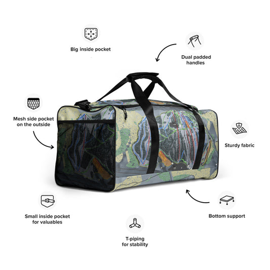 Cascade Mountain, Wisconsin Ski Trail Map Duffle Bag - Powderaddicts