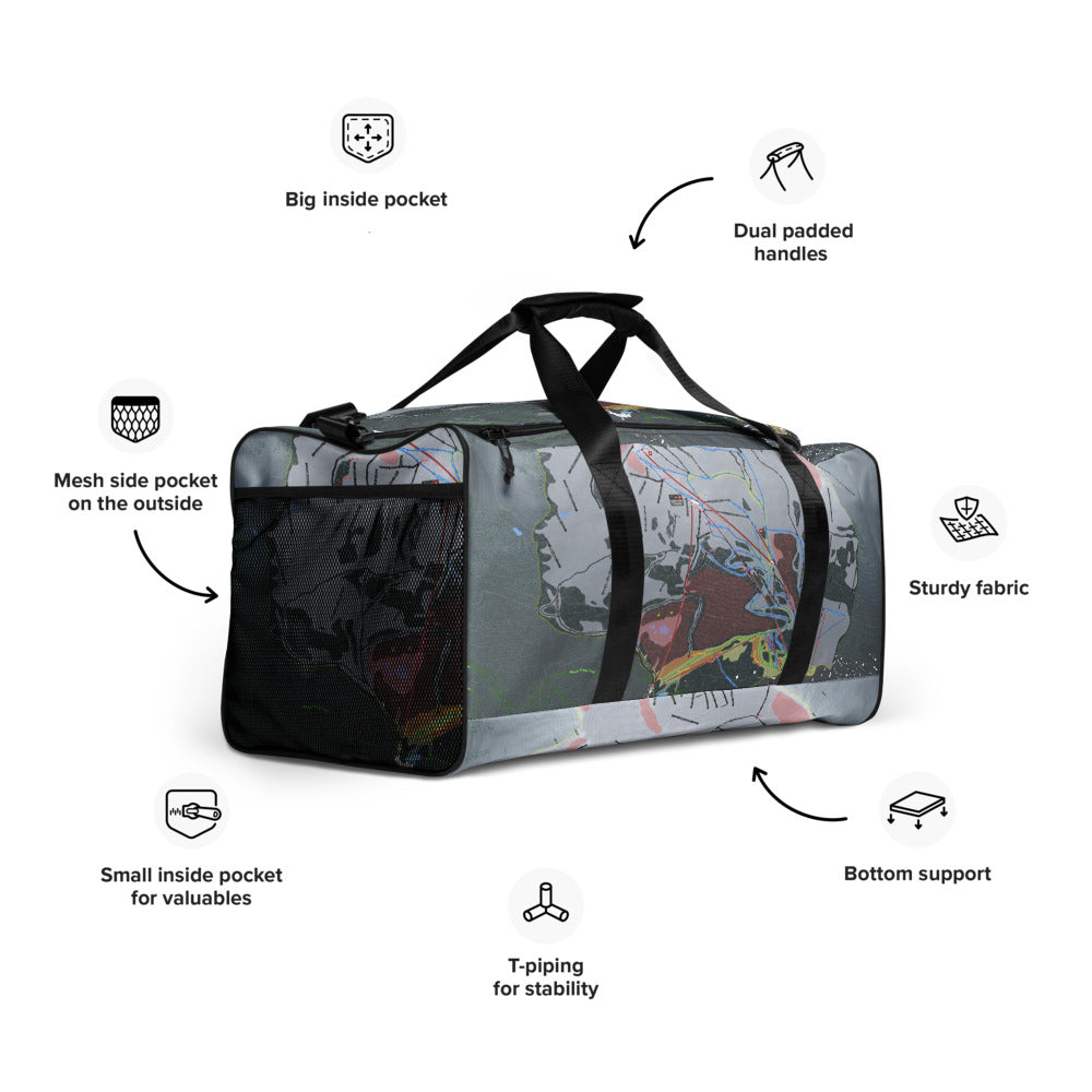 Alyeska, Alaska Ski Trail Map Duffle Bag - Powderaddicts