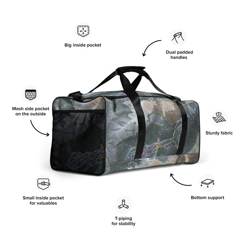Keystone, Colorado Ski Trail Map Duffle Bag - Powderaddicts