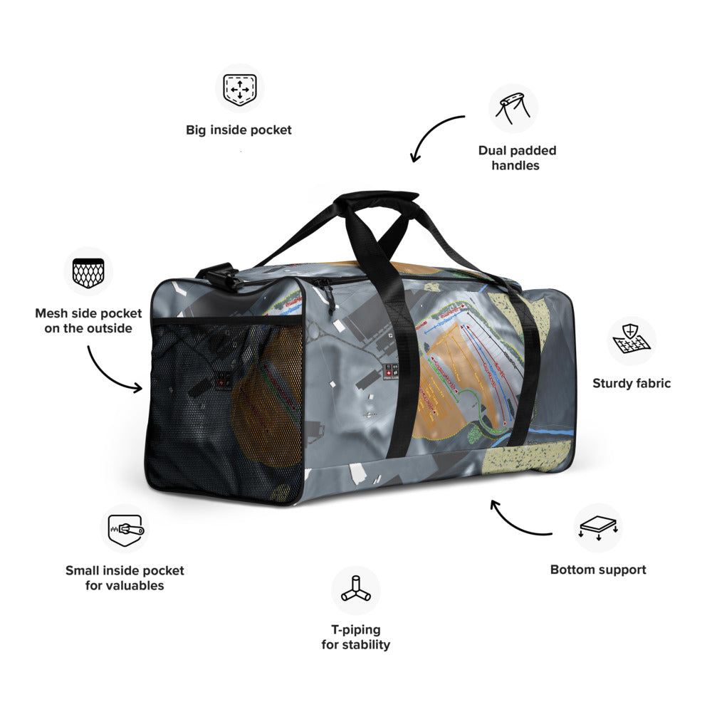 The Rock Snowpark, Wisconsin Ski Trail Map Duffle Bag - Powderaddicts