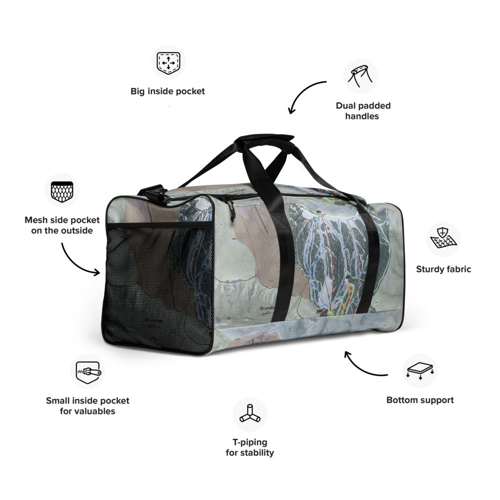 Brundage, Idaho Ski Trail Map Duffle Bag - Powderaddicts