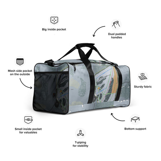 Little Ski Hill, Idaho Ski Trail Map Duffle Bag - Powderaddicts