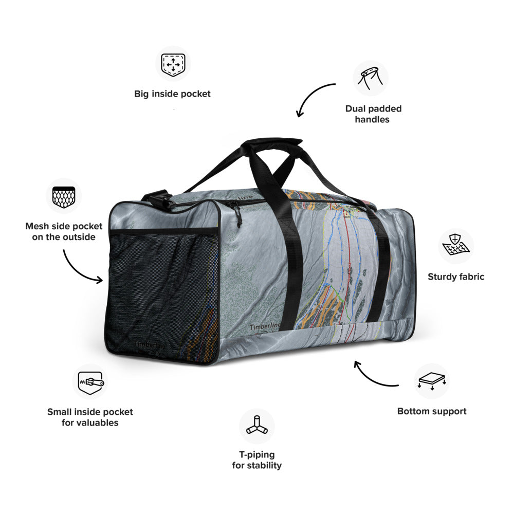 Timber line, Oregon Ski Trail Map Duffle Bag - Powderaddicts