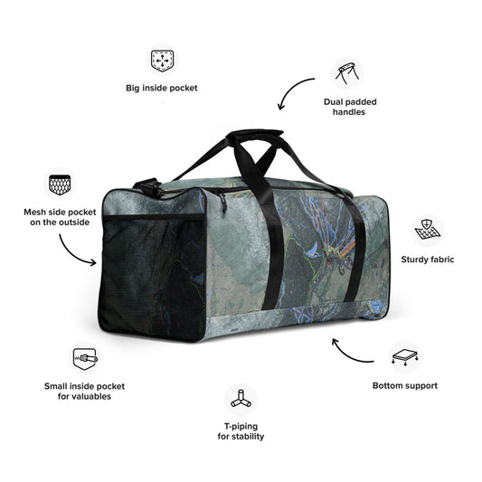 Smugglers Notch, Vermont Ski Trail Map Duffle Bag - Powderaddicts