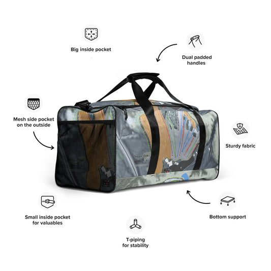 Seven Oaks, Iowa Ski Trail Map Duffle Bag - Powderaddicts