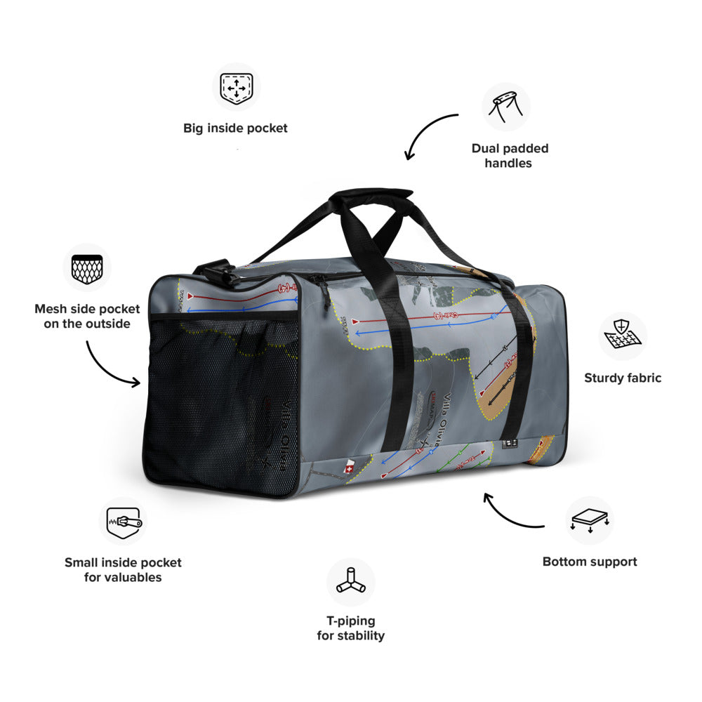 Villa Olivia, Illinois Ski Trail Map Duffle Bag - Powderaddicts