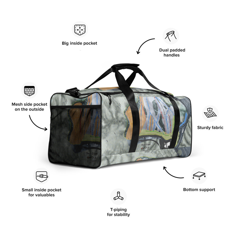 Snow Creek, Missouri Ski Trail Map Duffle Bag - Powderaddicts