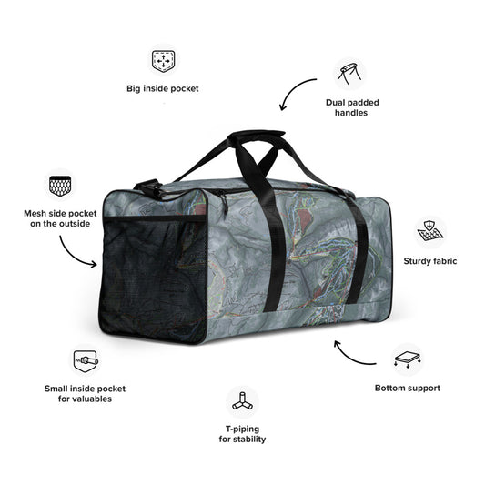 Yellowstone Club, Montana Ski Trail Map Duffle Bag - Powderaddicts