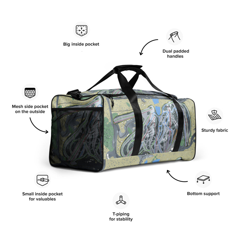 Big Powderhorn, Michigan Ski Trail Map Duffle Bag - Powderaddicts