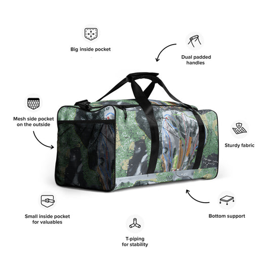 Mont Ripley, Michigan Ski Trail Map Duffle Bag - Powderaddicts