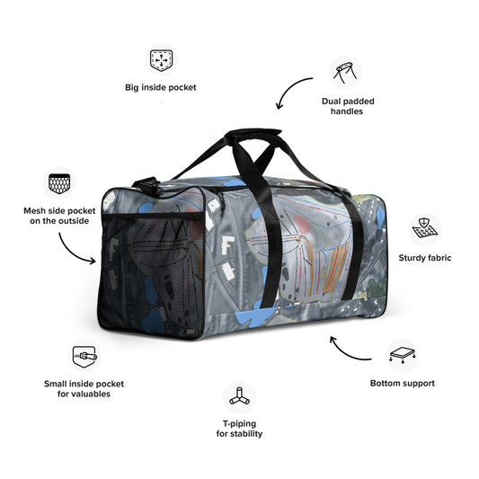 Mt Brighton, Michigan Ski Trail Map Duffle Bag - Powderaddicts