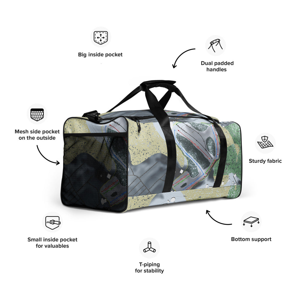 Mulligans Hollow, Michigan Ski Trail Map Duffle Bag - Powderaddicts