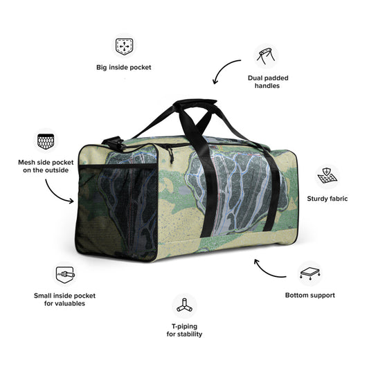 Porcupine Mountains, Michigan Ski Trail Map Duffle Bag - Powderaddicts