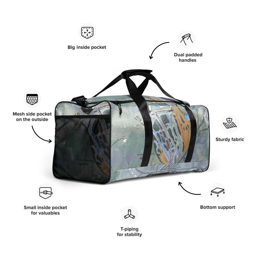 Sundown, Iowa Ski Trail Map Duffle Bag - Powderaddicts