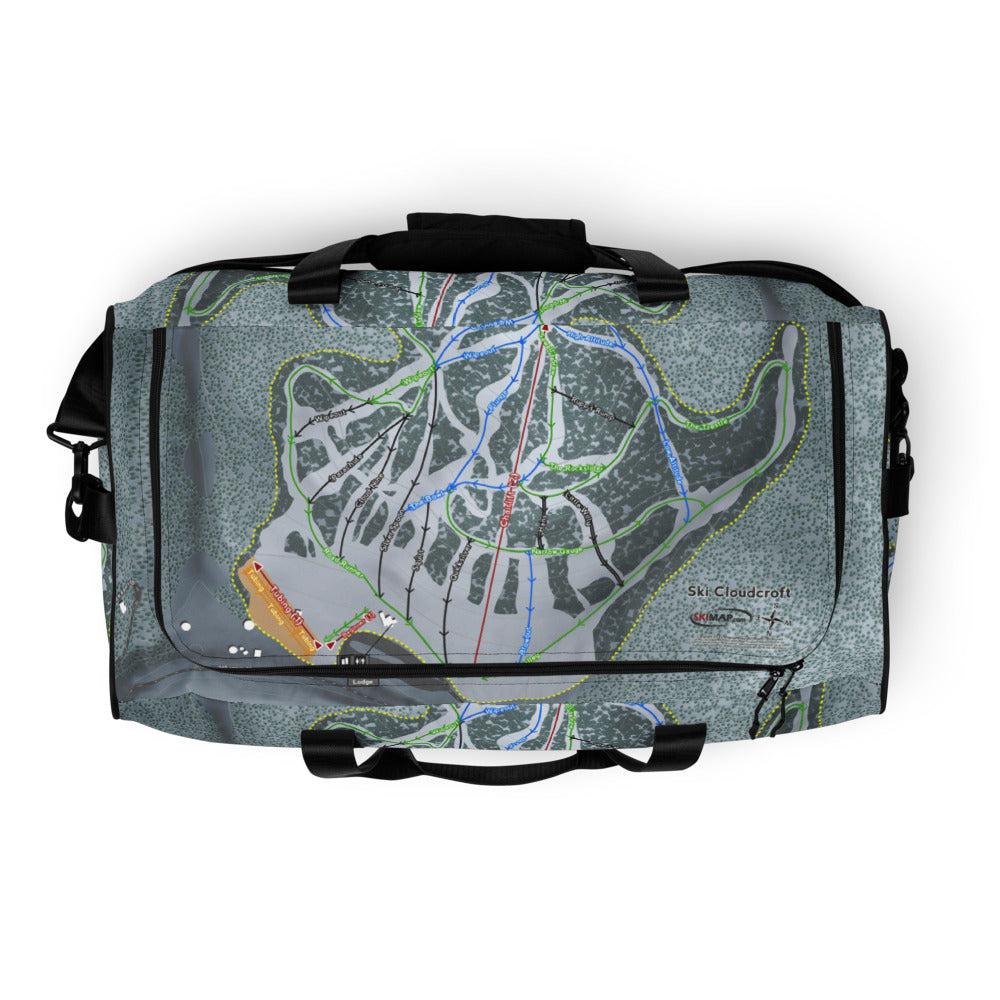 Ski Cloudcroft, New Mexico Ski Trail Map Duffle Bag - Powderaddicts