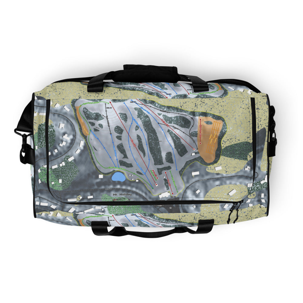 Mt Holiday, Michigan Ski Trail Map Duffle Bag - Powderaddicts
