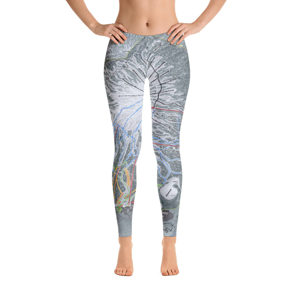 Mt Bachelor, Oregon Ski Trail Map - Women's Base Layer Bottoms - Powderaddicts