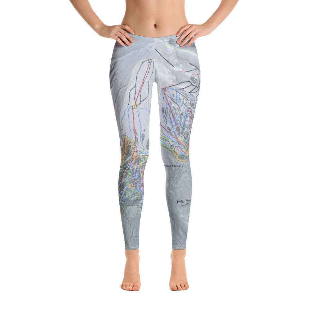 Mt. Hood Meadows, Oregon Ski Trail Map - Women's Base Layer Bottoms - Powderaddicts