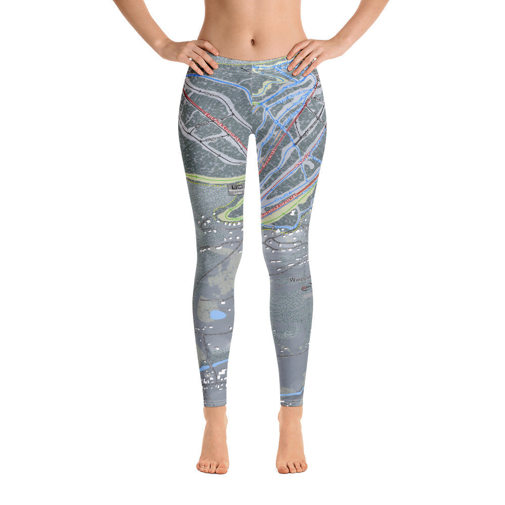 Windham Mountain, New York Ski Trail Map - Women's Base Layer Bottoms - Powderaddicts