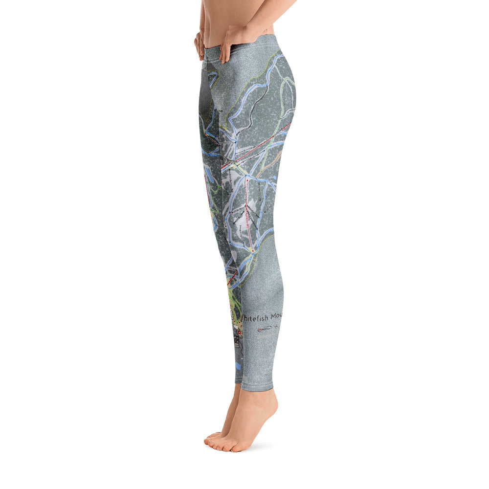 Whitefish Mountain, Montana Ski Trail Map - Women's Base Layer Bottoms - Powderaddicts