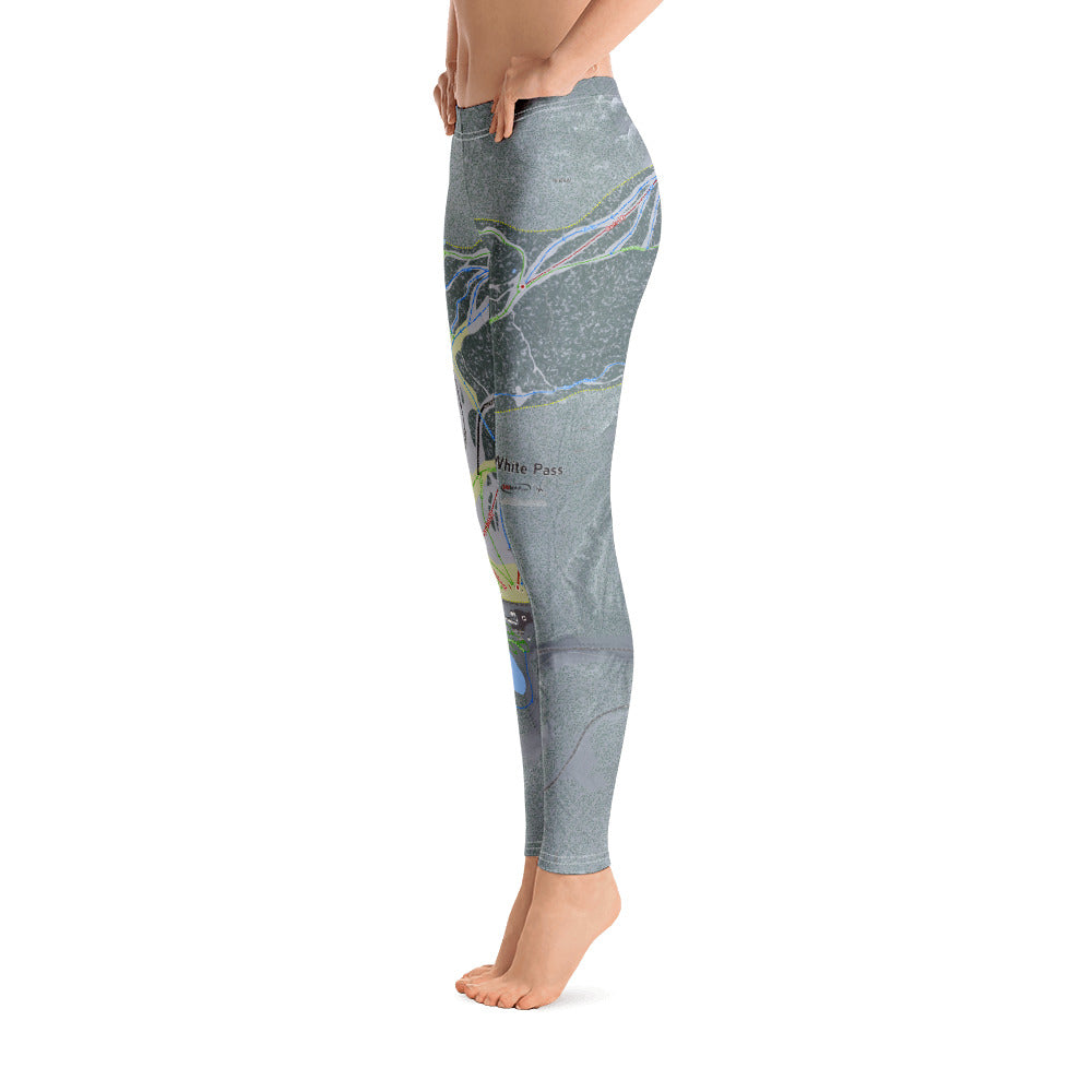 White Pass, Washington Ski Trail Map - Women's Base Layer Bottoms - Powderaddicts
