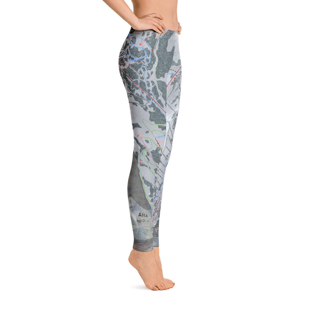 Alta, Utah Ski Trail Map - Women's Base Layer Bottoms - Powderaddicts
