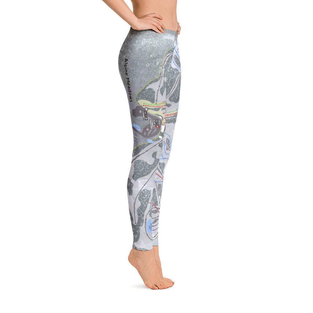 Alpine Meadows, California Ski Trail Map - Women&#39;s Base Layer Bottoms - Powderaddicts