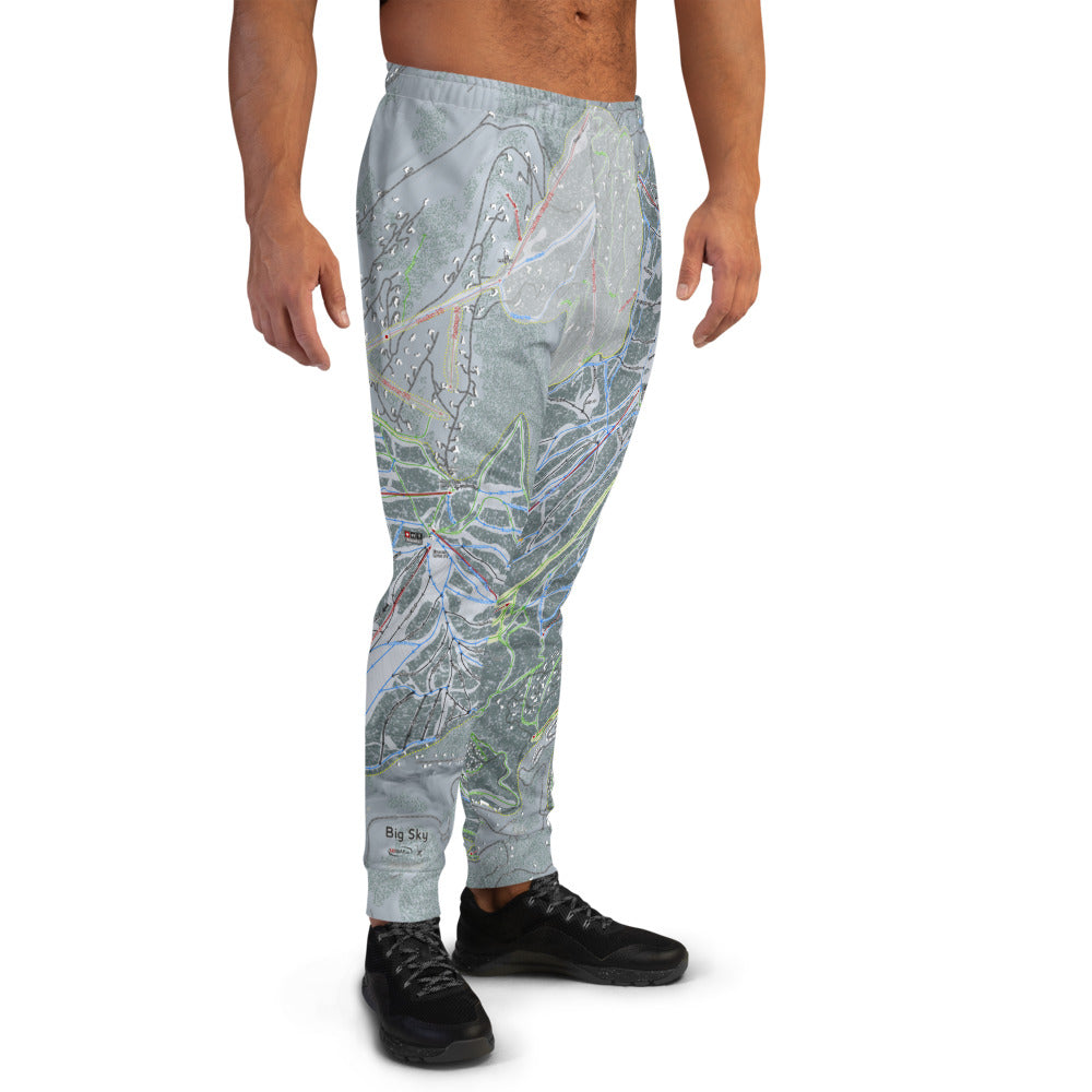 Big Sky, Montana Ski Trail Map Men&#39;s Mid-Layer - Powderaddicts