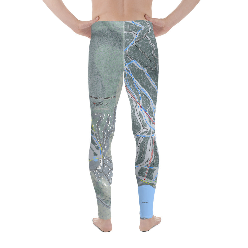 Cannon Mountain, New Hampshire Ski Trail Map - Men's Base Layer Bottoms - Powderaddicts