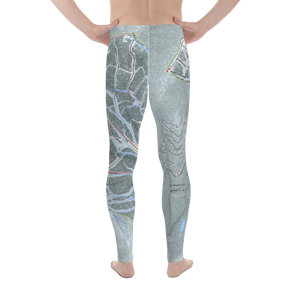 Schweitzer, Idaho Ski Trail Map - Men's Base Layer Bottoms - Powderaddicts
