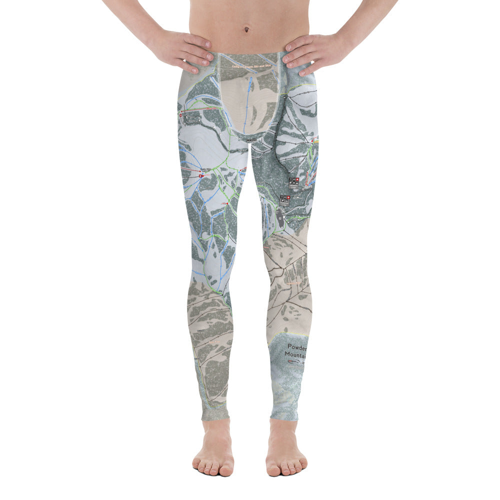 Powder Mountain, Utah Ski Trail Map - Men&#39;s Base Layer Bottoms - Powderaddicts