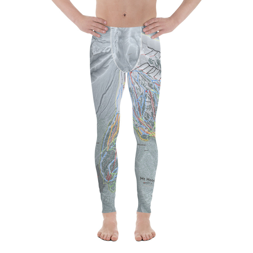Mt Hood, Oregon Ski Trail Map - Men's Base Layer Bottoms - Powderaddicts