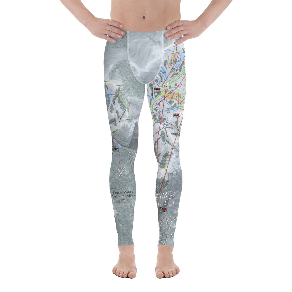 Alpine Meadows, California Ski Trail Map - Men&#39;s Base Layer Bottoms - Powderaddicts