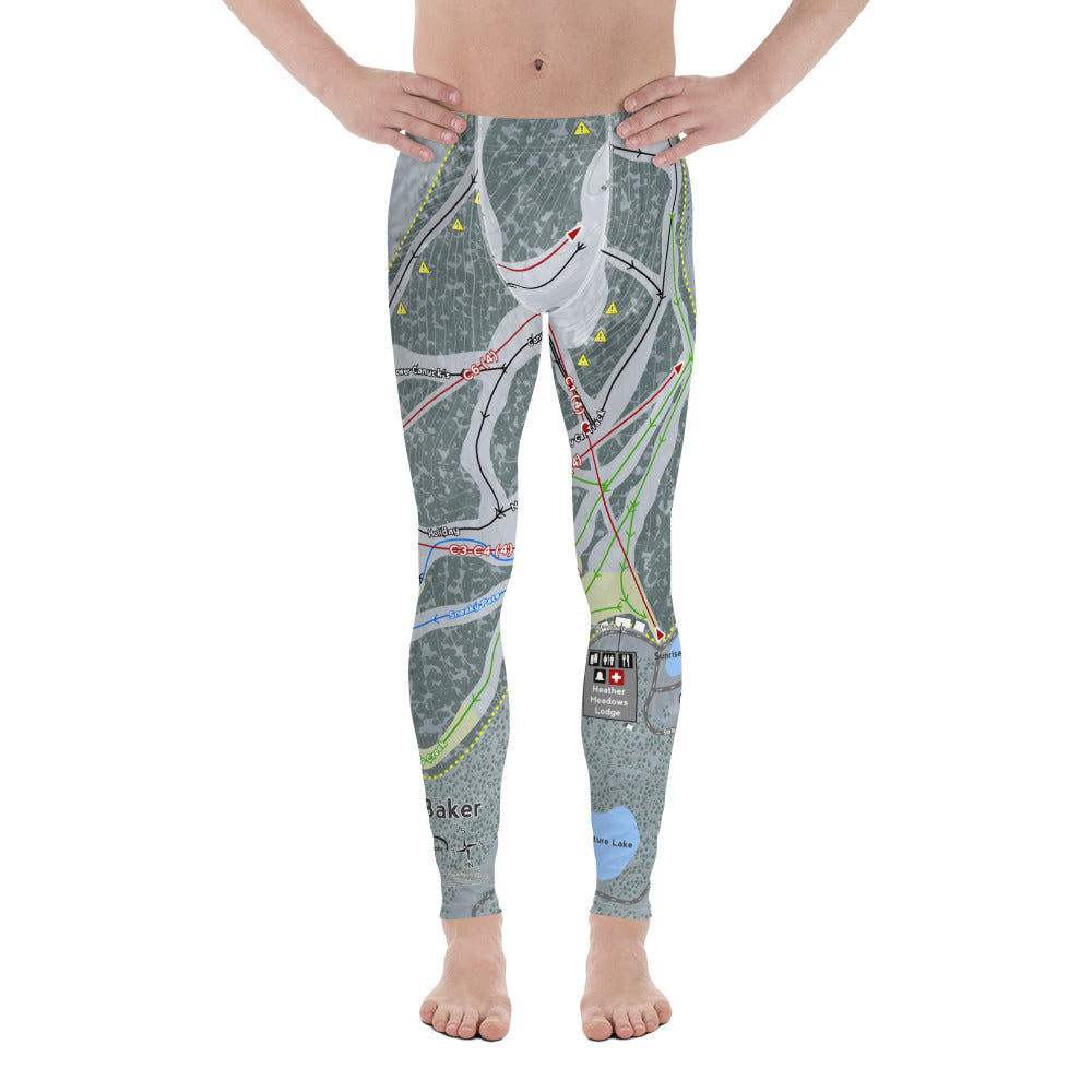 Mt. Baker, Washington Ski Trail Map - Men's Base Layer Bottoms - Powderaddicts