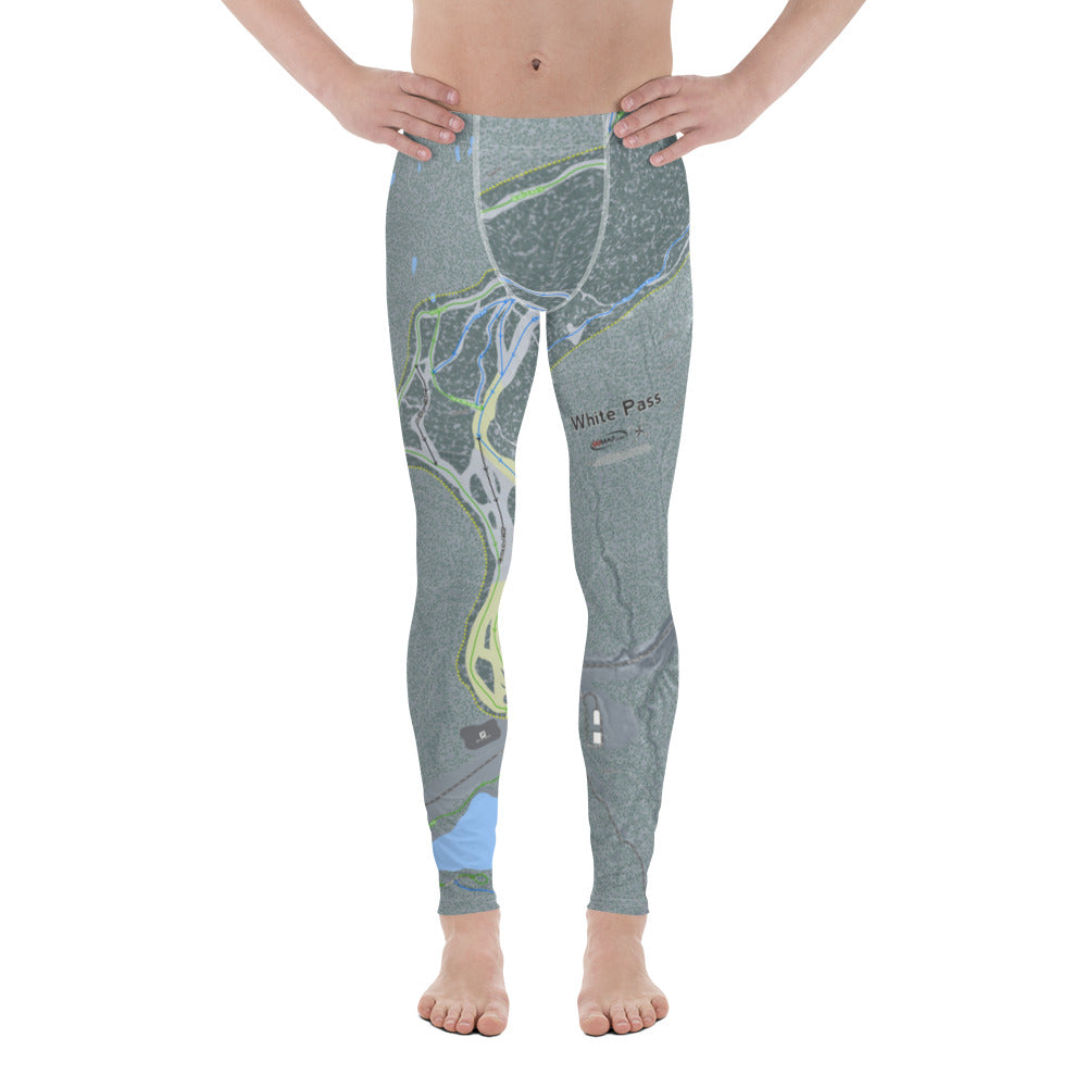 White Pass, Washington Ski Trail Map - Men's Base Layer Bottoms - Powderaddicts