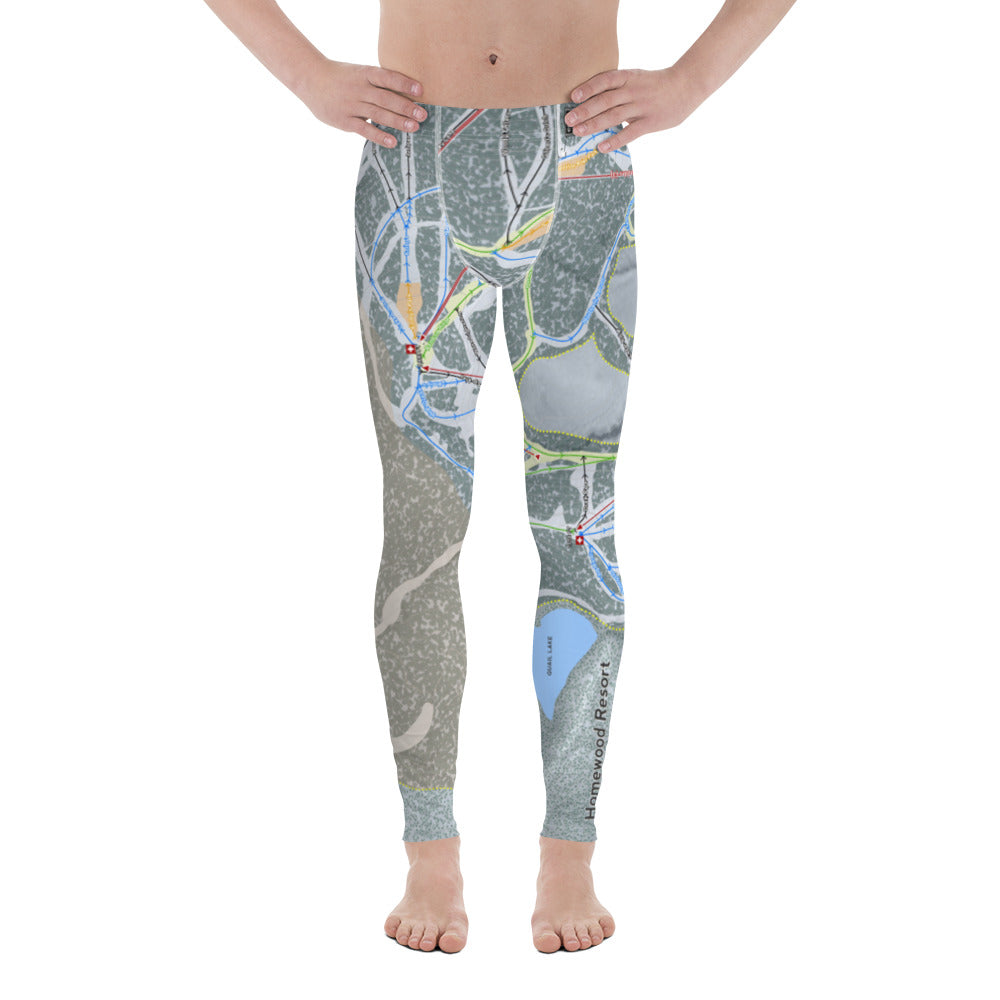 Homewood Resort, California Ski Trail Map - Men's Base Layer Bottoms - Powderaddicts