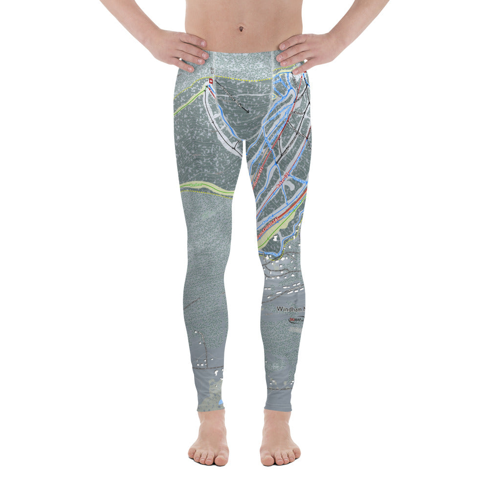 Windham Mountain, New York Ski Trail Map - Men's Base Layer Bottoms - Powderaddicts