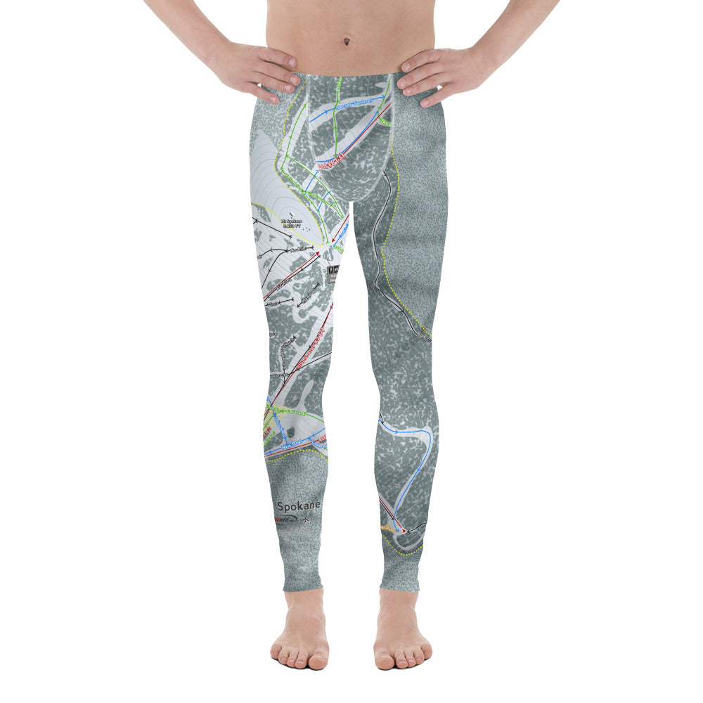 Mt. Spokane, Washington Ski Trail Map - Men&#39;s Base Layer Bottoms - Powderaddicts